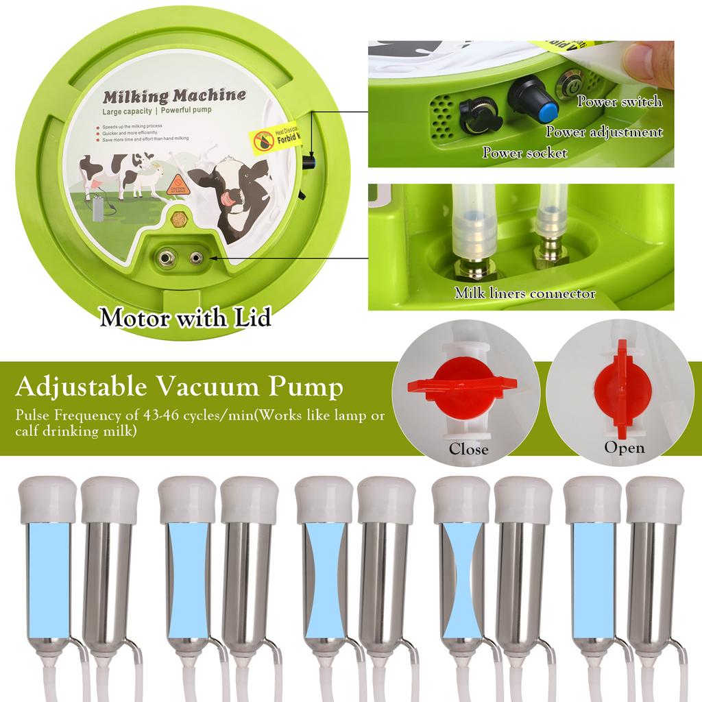 304 Stainless Steel 12L Electric Integrated Goat Cow Milking Machine Automatic Milking Machine Farm Breeding Equipment
