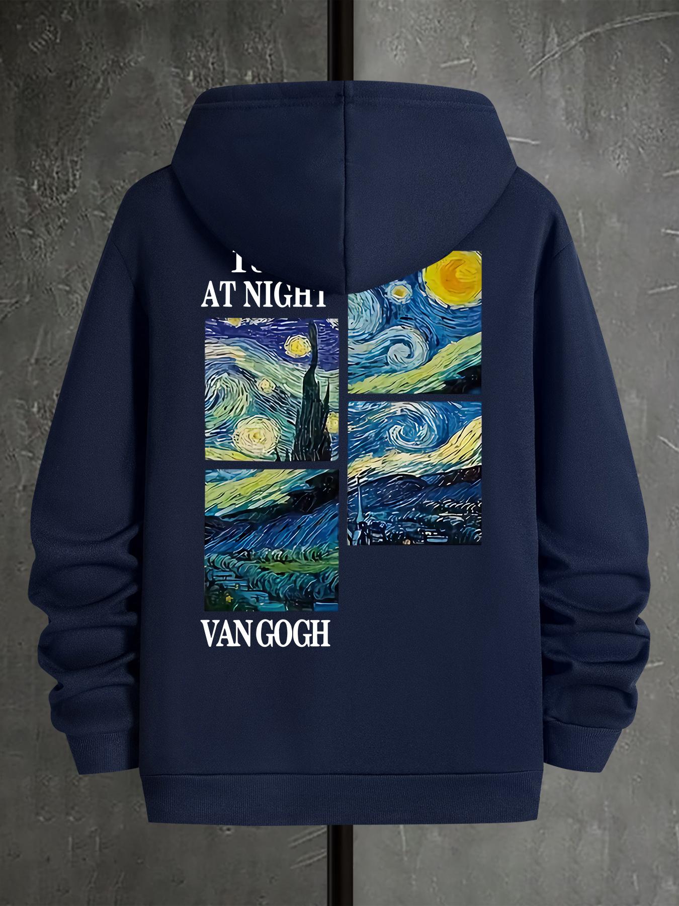 Sweat à capuche pullover homme Art vintage Van Gogh Nuit étoilée Peinture à l'huile célèbre Graphique Street Hip Hop Sport Sweat-shirt surdimensionné S bleu marine