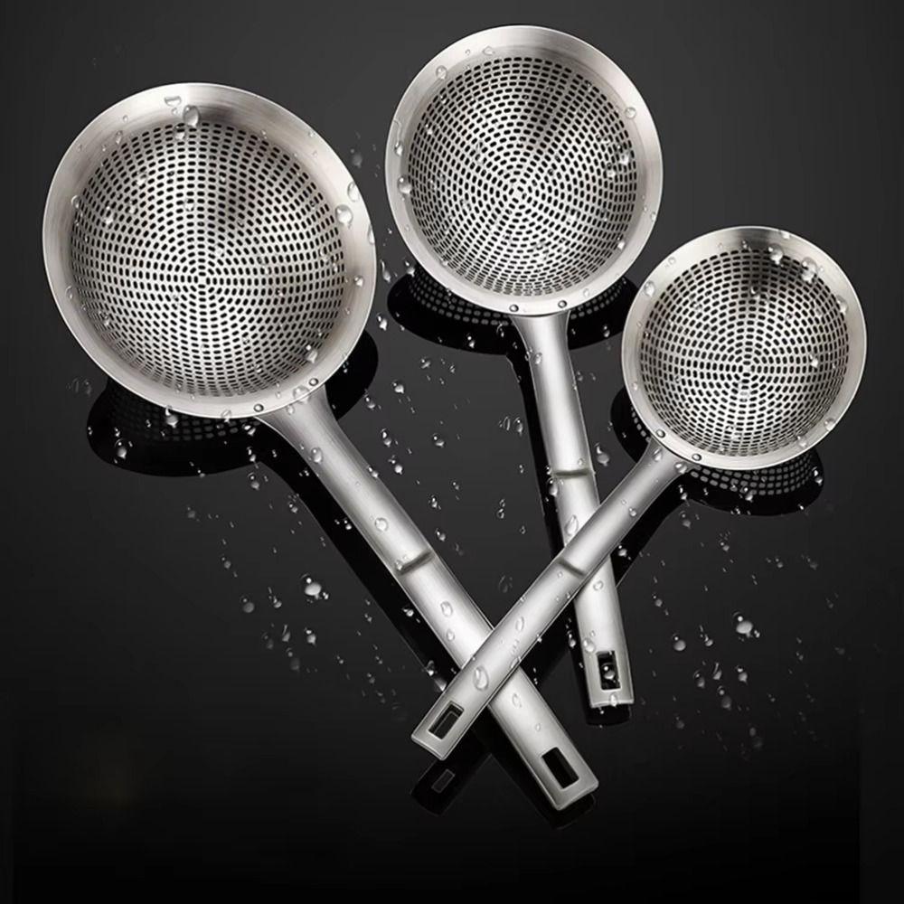 Stainless Steel Kitchen Draining Scoop Reusable Oil Colander Spoon Hot Pot Colander  Pasta Drainage