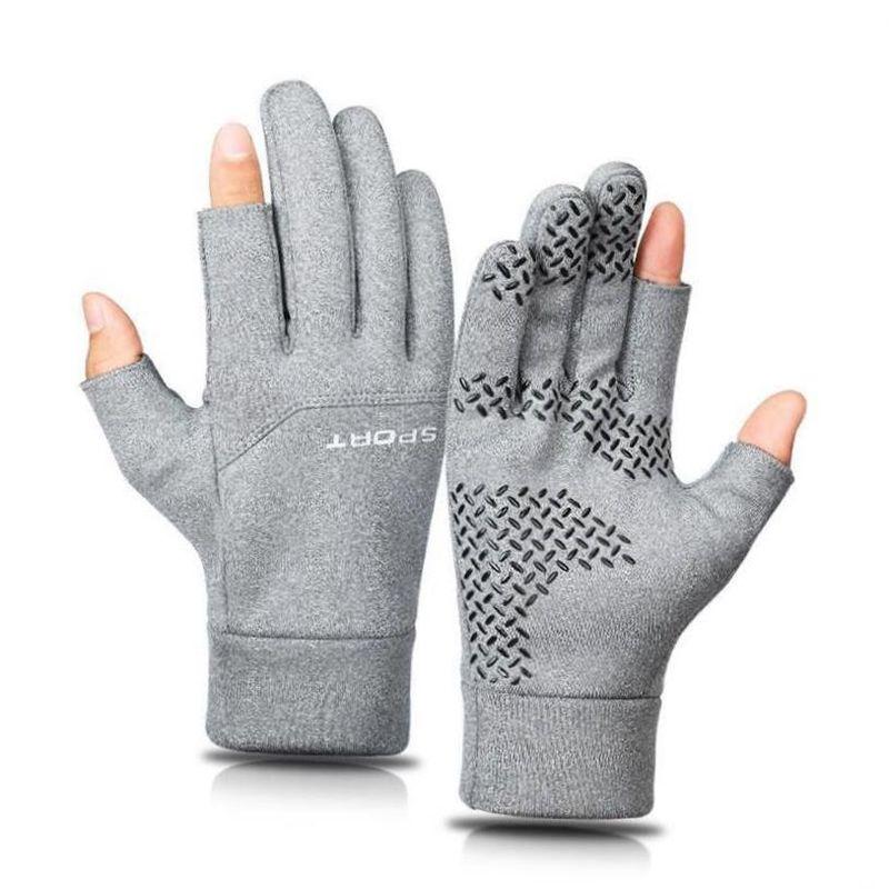 

Ветрозащитные лыжные перчатки Водонепроницаемые зимние перчатки Велосипедные перчатки Hemp gray leaking two fingers XL