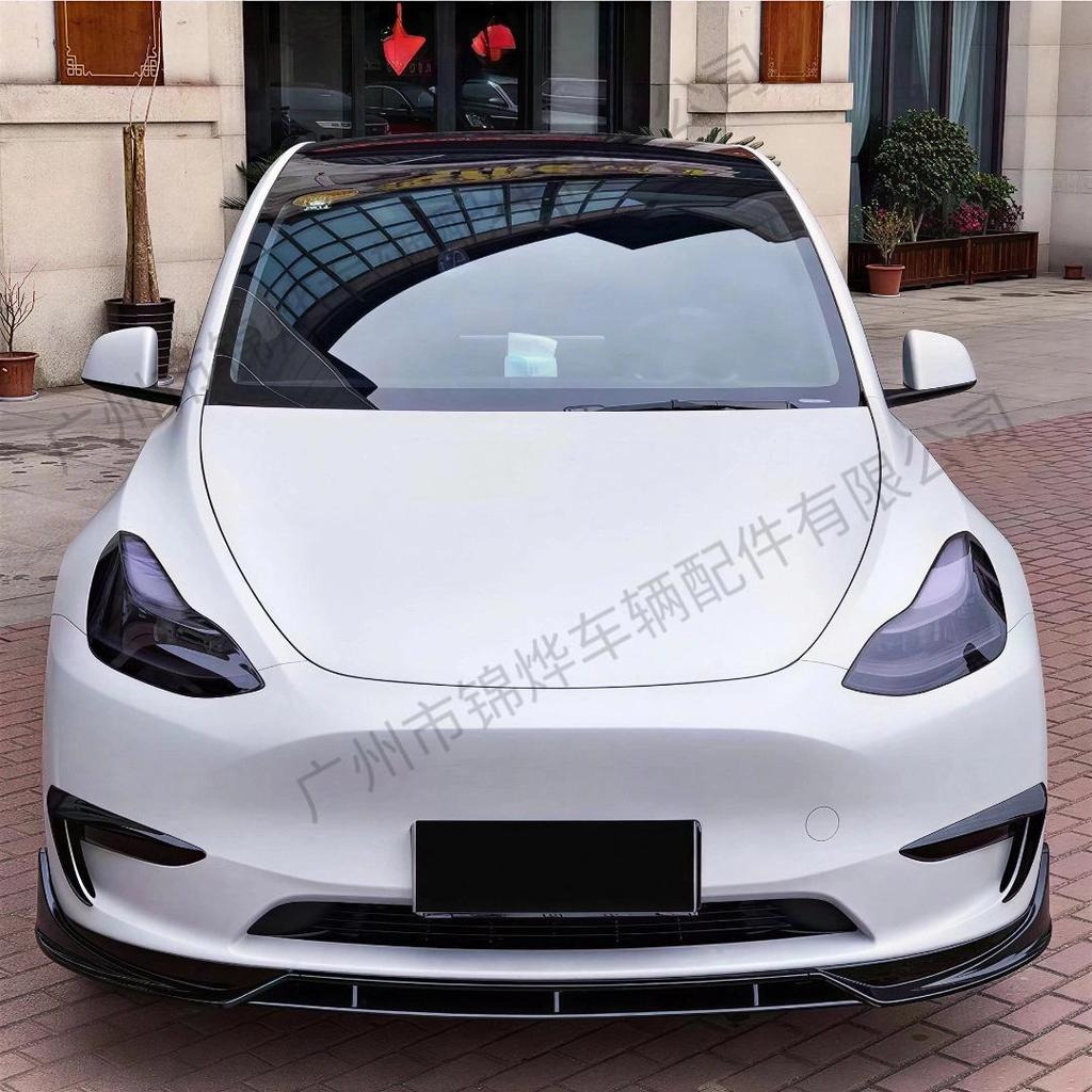 17-22 Tesla Model Y Front Lip Bumper Kit: 4-Section Decorative Accessory