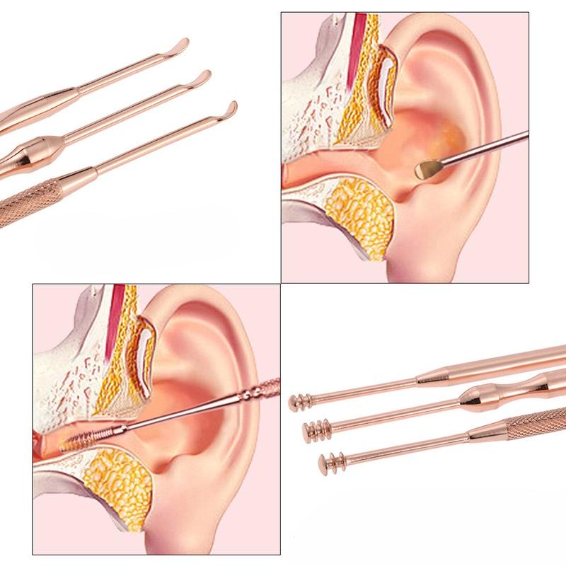 6 ST/ÜCKE Ohrenschmalz Removal Kit Ohrenschmalz Remover Pickers Edelstahl Earpick Ohr Pick Reiniger Ohr Reiniger L/öffel Ohrpflege Reinigungswerkzeuge