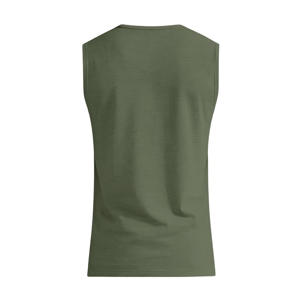 Men's Athletic Casual Sleeveless Tank Top with Wide Shoulder Straps and Chest Pocket Lightweight Summer Shirt for Outdoor Activities
