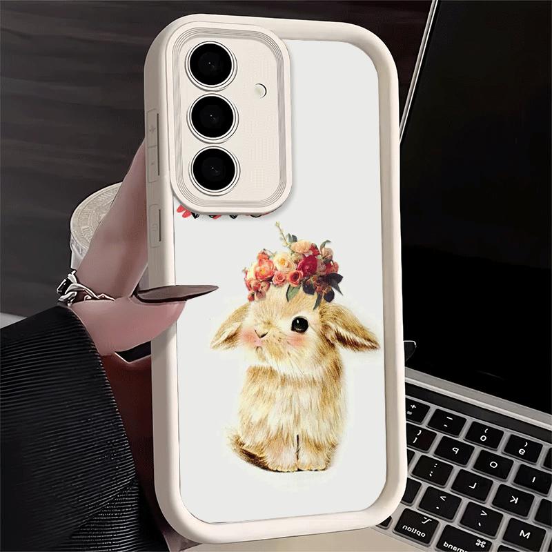 Phone Case for Samsung Galaxy A17 A16 A15 A14 A13 Cute Cartoon Bunny Rabbit A56 A36 A26 A55 A35 A25 A54 A34 A24 A53 A33 A23 A07