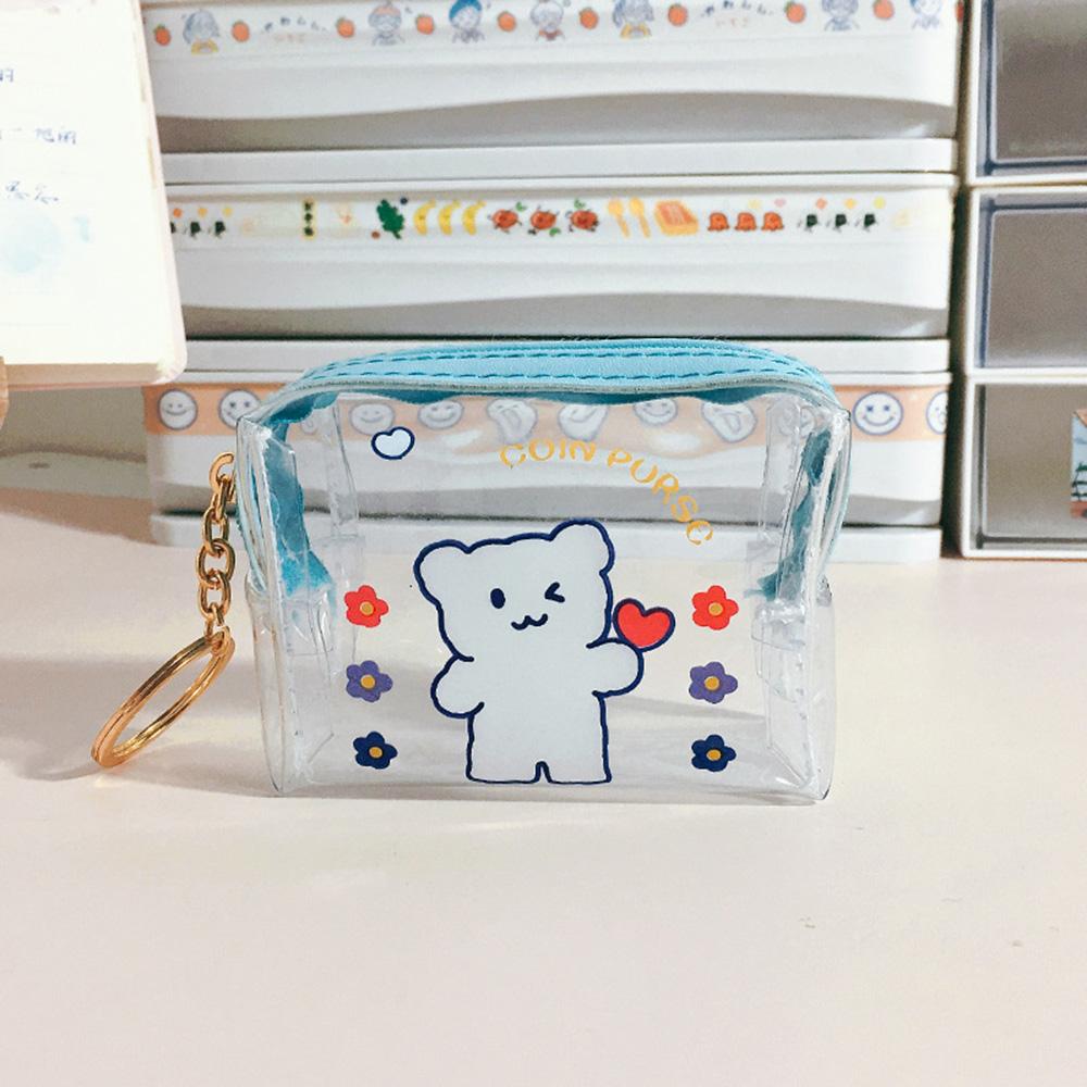 Kreative Bären Transparente Mädchen Münzbörse Kinder PVC Reißverschluss Kleingeldbörse Damen Mini Lippenstift Geldbörse Kaninchen Schlüsselkarten Tasche