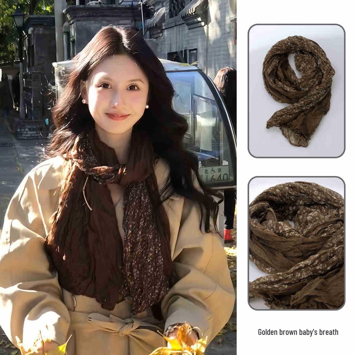 

Пустынный стиль Северо-Запад Ганьсу Путешествие Плиссированный платок и шаль для защиты от солнца для женщин