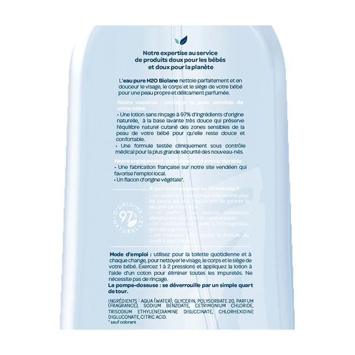 Biolane - Eau Pure H2O - Nettoyant Pour Visage, Corps & Siège Du Bébé - 350ml