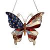 Independence Day Butterfly Suncatcher Ornament Faux Stained Glass Acrylic Window Pendant Patriotic Butterfly Suncatcher for Wall Window