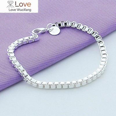 925 Silver Bracelet 4MM Venetian Silver Bracelet Female Charm Jewelry Woman  Men's Jewelry Gift