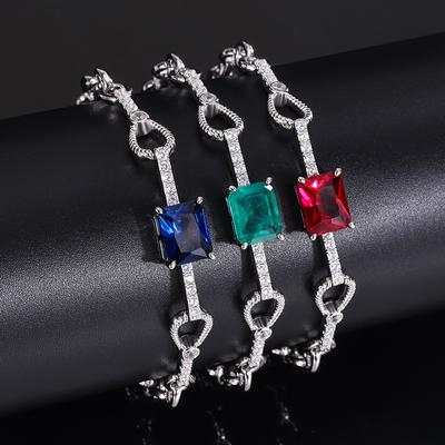 S925 Silber Simulation Bunte Schatz Präzision Retro Einfache Armband Weibliche Blei Stein 8*10