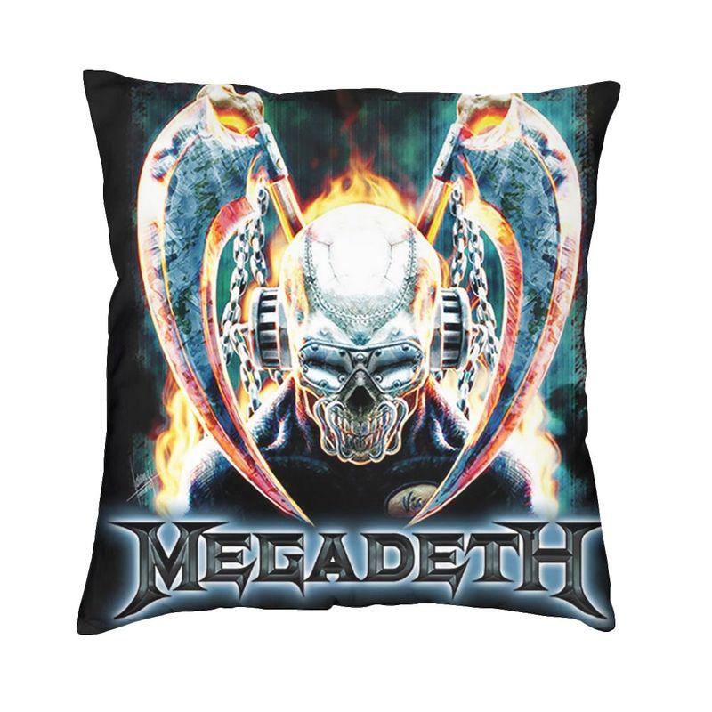 Megadeths Rock Band Square Pillow Case Home Decor Heavy Metal Band Cushions Throw Pillow For Living Room Double-Sided Printing