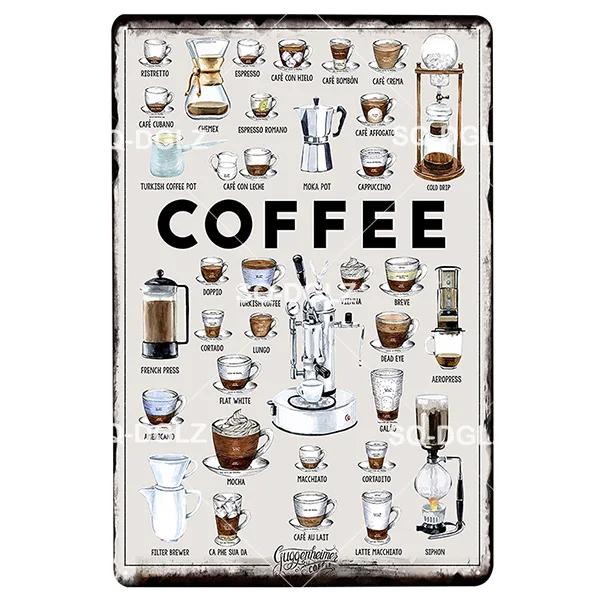 SQDGLZCOFFEE Menu Metal Sign Vintage Plaque Plate Decor For Pub Bar Wall Decor Break Coffee Tin Signs Retro Paris Cafe Poster