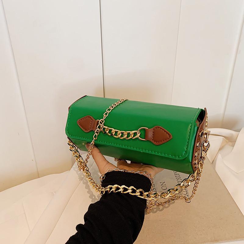 Stylish 2024 Korean Fashion Casual Solid Color Women's Cylinder Bag With Chain Strap