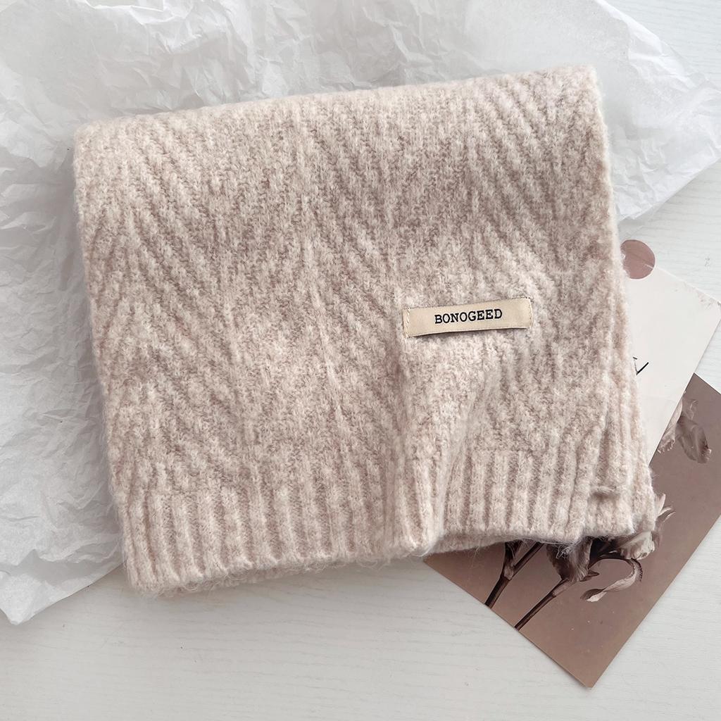 New Korea Styles Wool Knitted Small Scarf Women Winter Warm Scarves Simple Designer Thickened Shawl Soft Pashmina Neck