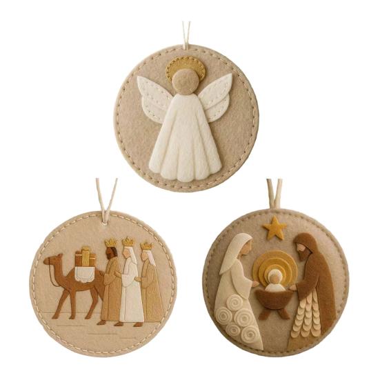 Nativity Felt Christmas Ornament Religious Christmas Tree Hanging Decoration Handmade Christian Nativity Scene