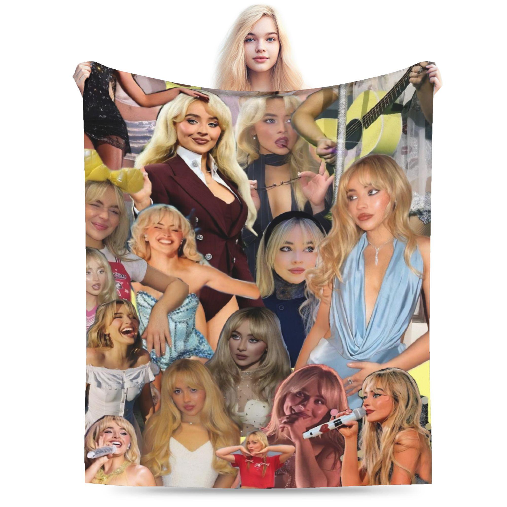 Pandara Jewelry Unisex Sabrina Carpenter Blanket Fleece Printed Breathable Super Warm Throw Blankets For Sofa Office Bedspread
