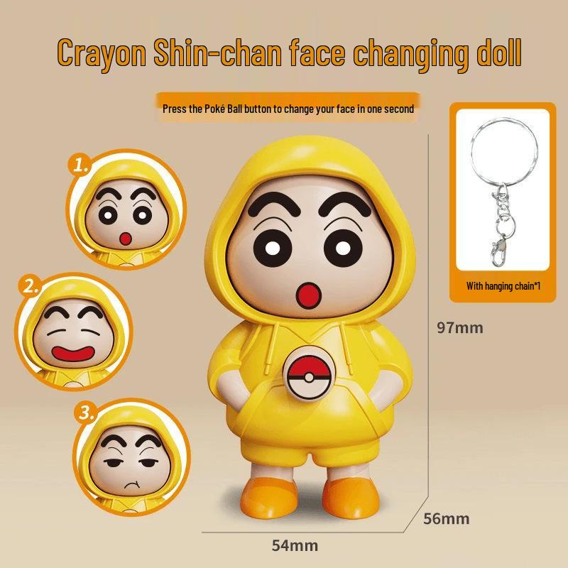 Crayon Shin-chan Pikachu Face-Changing Keychain Toy Ornament