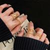 Niche Design Micro-Inlaid Zircon Medium Antique Gold Open Ring French Retro Fishtail Index Finger Ring Light Luxury Ring