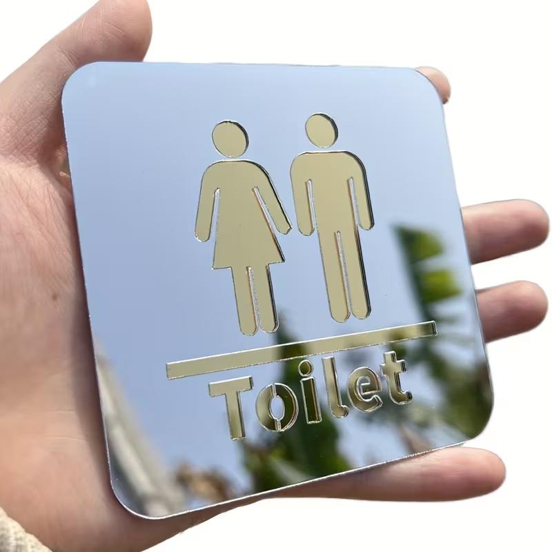 3,94-tommer Akryl Toilet Skilt Til Mænd Og Kvinder, Badeværelses Identifikation, Runde Og Firkantede Toilet Spejl Klistermærker Til Boligindretning.