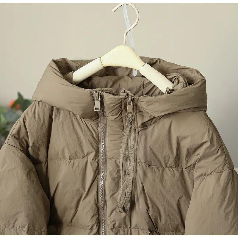 Giacca Invernale da Donna Monocolore con Cappuccio Larga Calda in Cotone Giacca Corta Ispessita