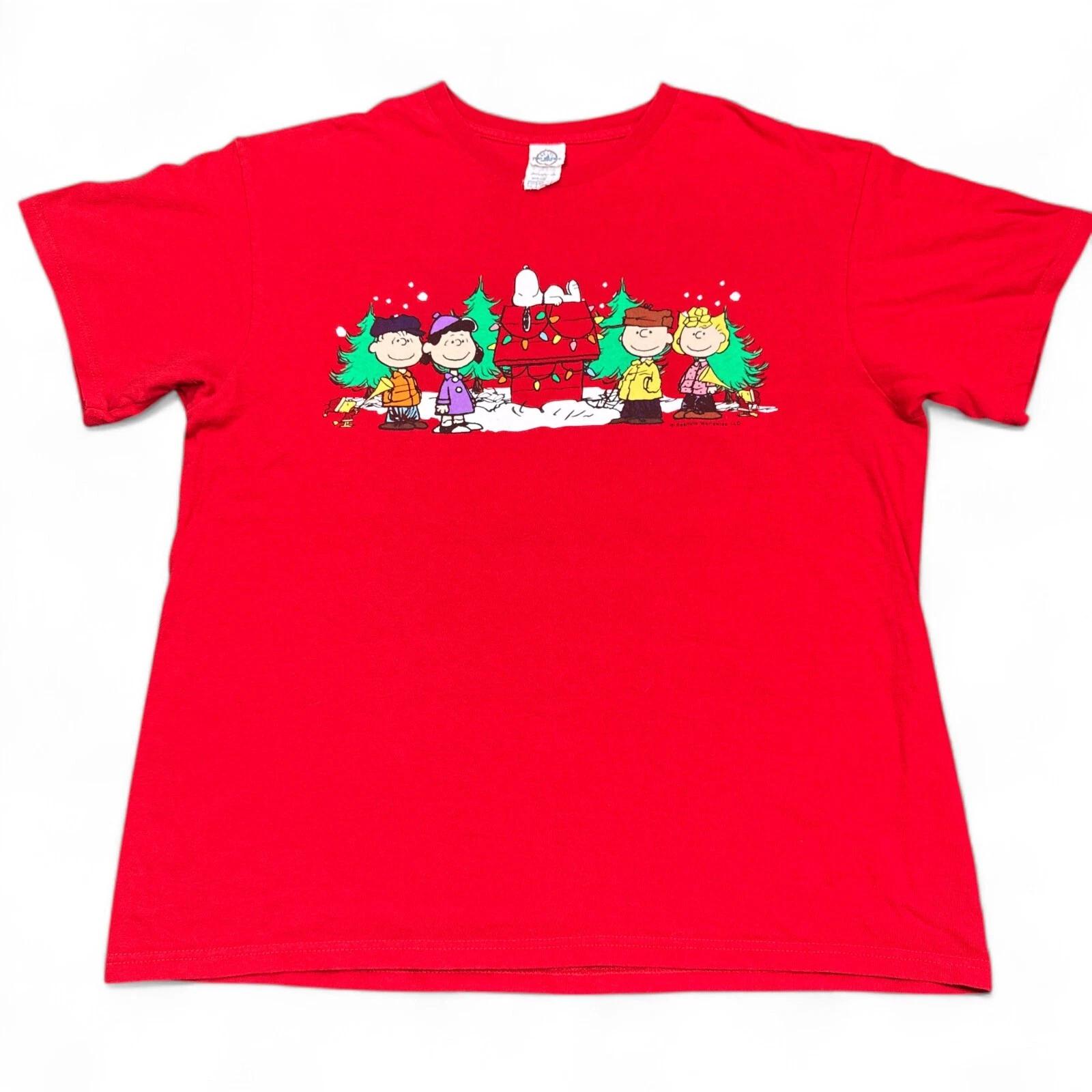 

Vintage Y2K Peanuts Snoopy Christmas Tee Shirt Adult Size Large Big Print 3XL