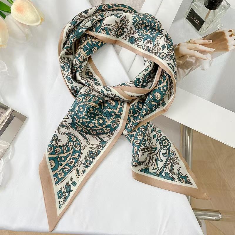 Luxury Design Long Silk Scarf Women Summer Fashion Bag Handle Ribbon Ladies Horse Print Headband Small Hair Scarves Female
