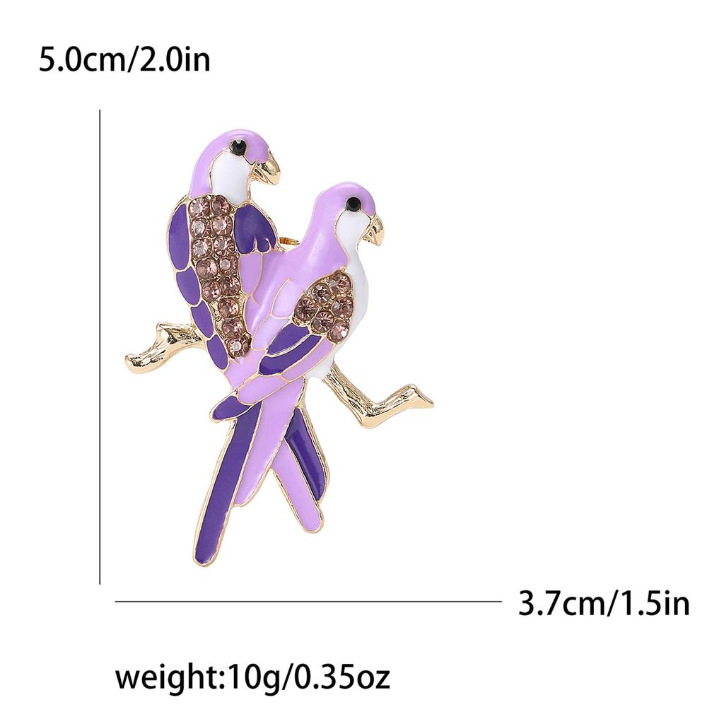 Fashion Alloy Enamel Two Parrot Brooches Creative Cute Ladies Clothing Corsage Ornament Pins
