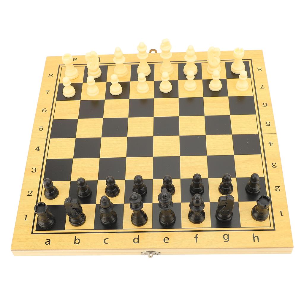Wooden Chess Board Game Set 3 In 1 Foldable Board Chess and Checker Set for Kids Adult
