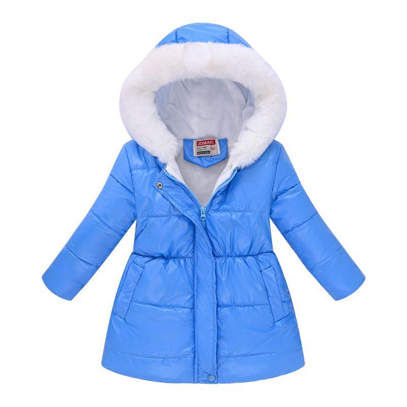 4-12 Years Kids Girls Winter Warm Winproof Hooded Coat Mid Length Jacket