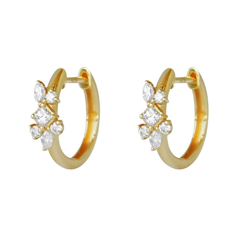 Orecchini a Cerchio Semplici alla Moda con Zirconi per Donna Argento Sterling 925 Orecchini Huggie Scintillanti Gioielli per Fidanzamento Regali