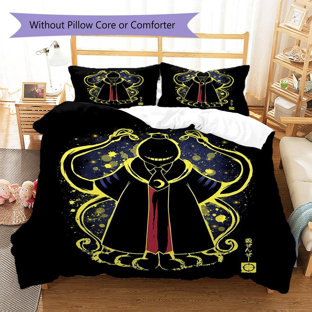 Alien Teacher Pattern Bedding Quilt Set Quilt Cover Pillowcase Home Decoration Birthday Gift (1 * Duvet Cover + 2 * Pillowcase, Without Core)