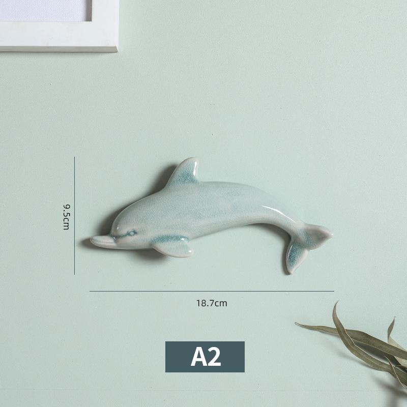 1 ks Nordic Style 3D keramické nástěnné malby s delfíny Nástěnné závěsné pozadí Dekor Řemesla Restaurace Obývací pokoj Kancelář Dekorace