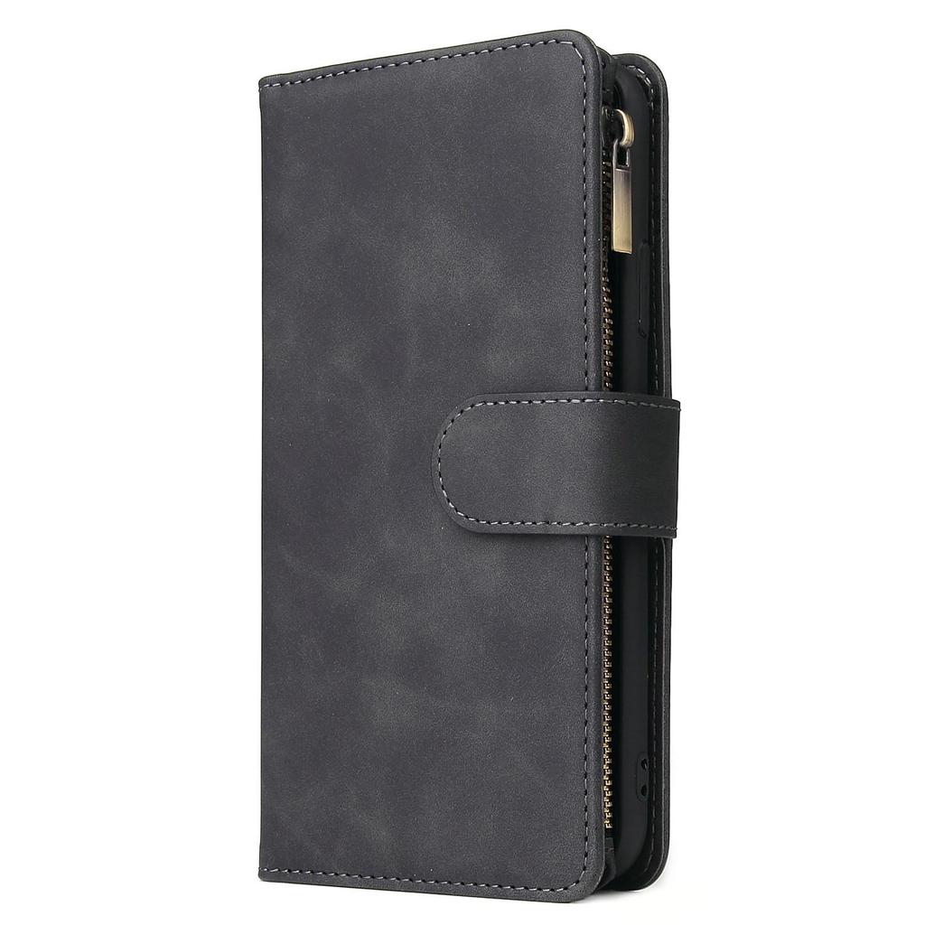 Leather Zipper Wallet Phone Case with Bracket for iPhone 12/XS