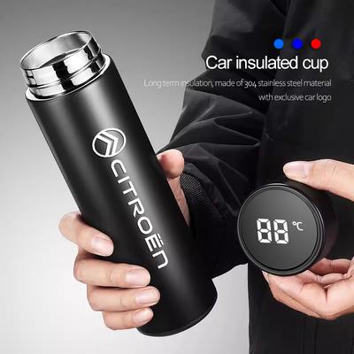 500ml Portable Car Logo Intelligent Stainless Steel Thermos Bottle For e-C3 e-C4 X C5X C3 C4 Cactus Picasso C-Crosser C6