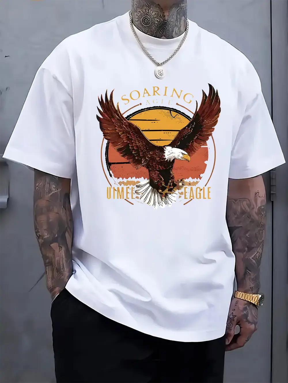 Soaring Eagle Graphic T-shirt - Casual Crew Neck Short Sleeve Tee S