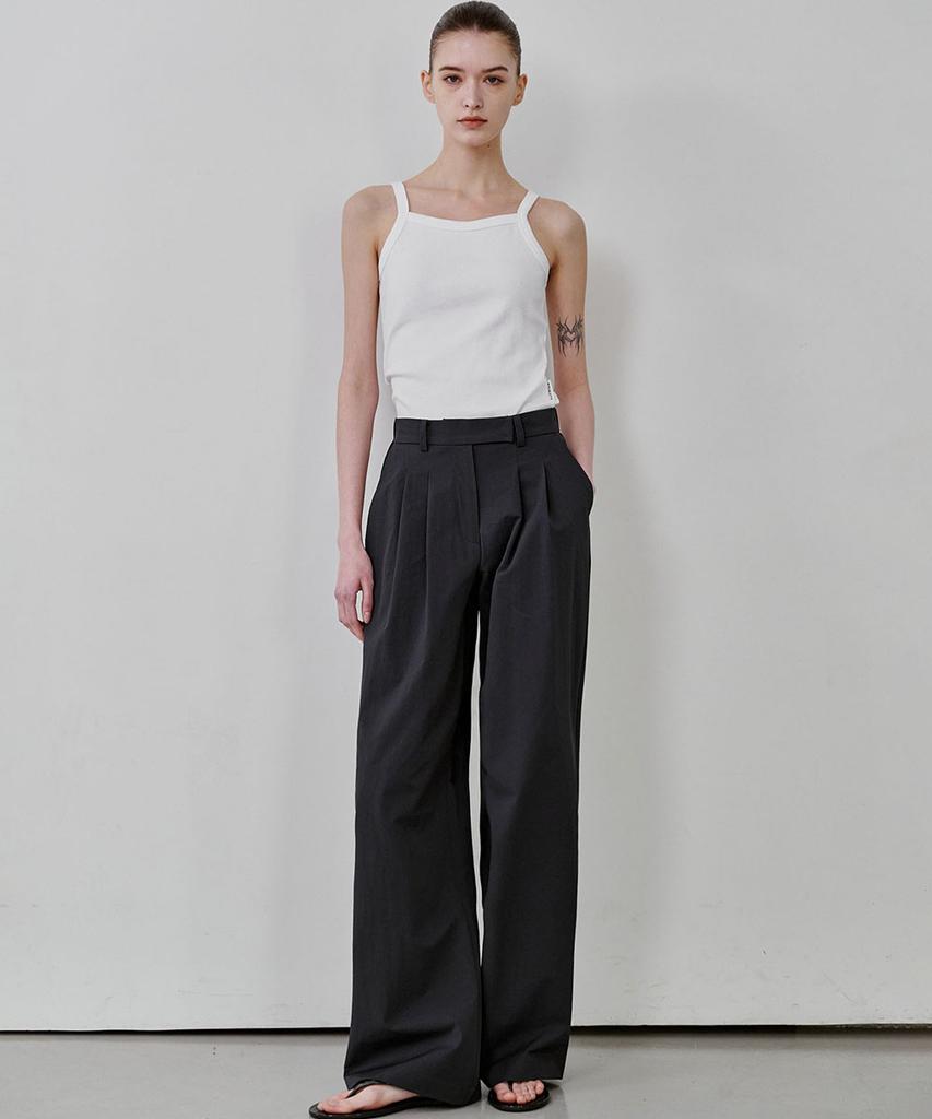 MALOUPE 2176 Nylon Double-Pleat Pants (Dark Gray)