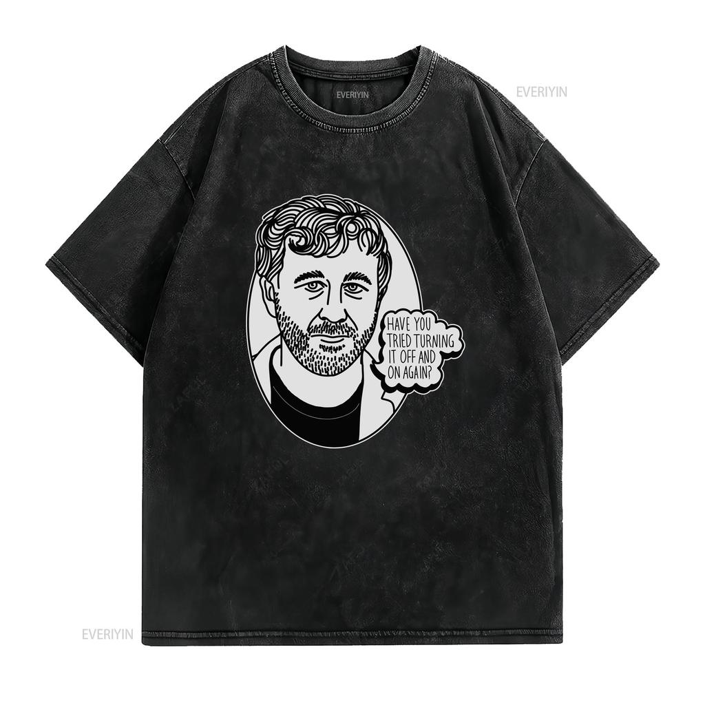 Cult Relevant IT Crowd T Shirt Roy Have You Tried Turning Off and On Again vintage Washed streetwear designer clothes Versatile
