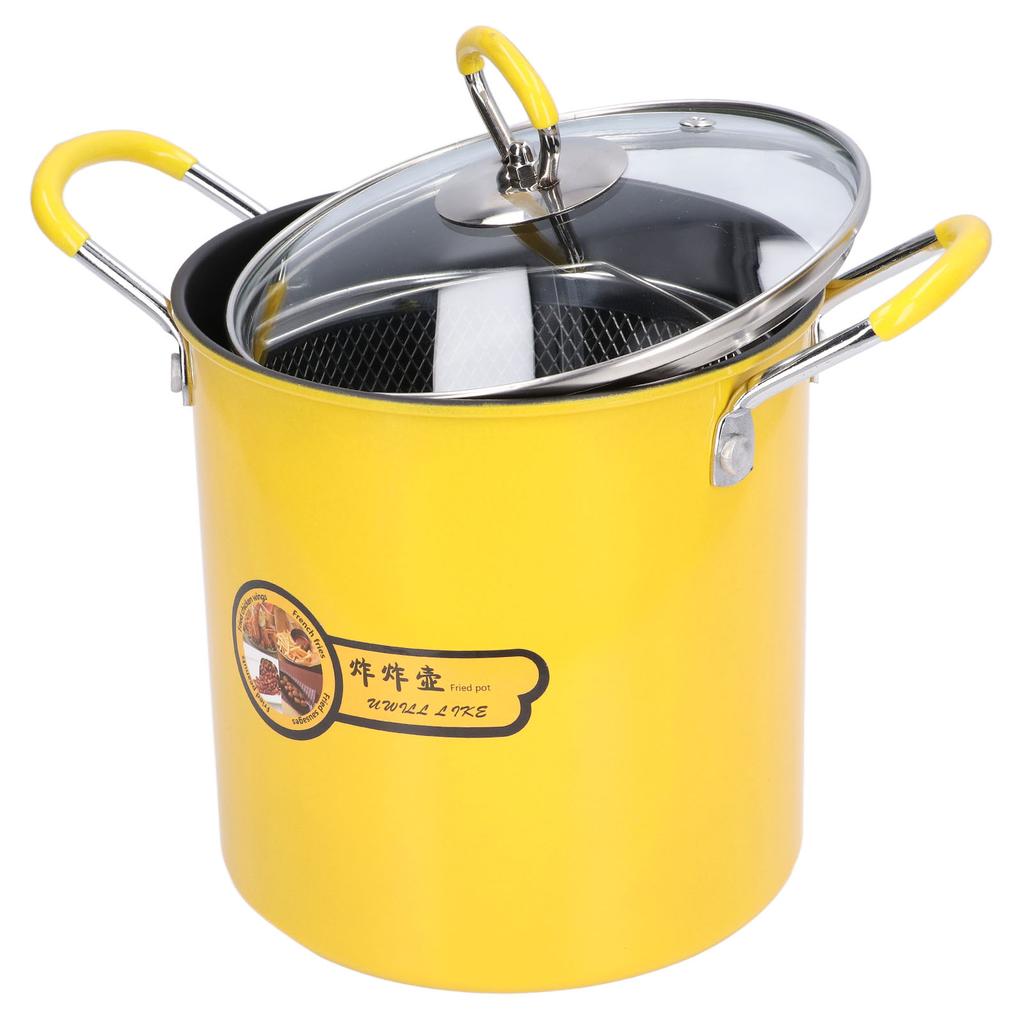 3L Mini Deep Fryer Pot Stainless Steel Japanese Frying Pot with Oil Filter Rack Lid for Home Kitchen