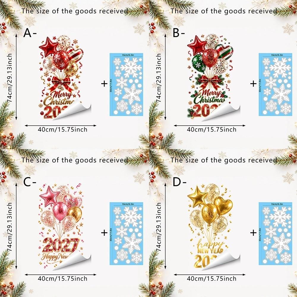 Red Gold Tone Window Cling Static Cling Glass Decal Christmas Theme Holiday Decal  Store Front
