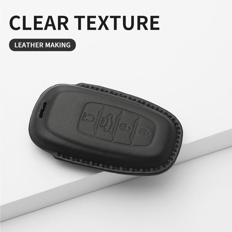 Fashion Car Key Case Cover For Faw Hongqi E-Hs9 High-End H5 H9 Car Keyring Luxury Leather Auto Accessories