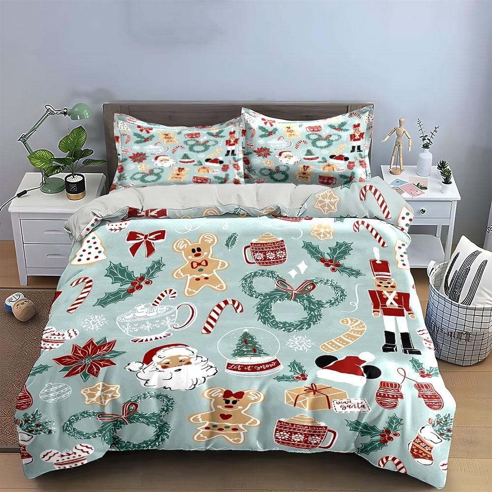 Christmas Holiday Pattern Set Bedding Duvet Cover Set Duvet Cover Pillowcases  (1*Duvet Cover 2*Pillowcases, without duvet insert)