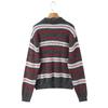 MIU Style Striped Lapel Women’s Autumn Knit Polo Sweater Retro Loose Fit