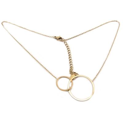 [P7854] - Designer-Halskette Stahl 'Forever' roségoldfarben (Kreise) - 30x23 mm
