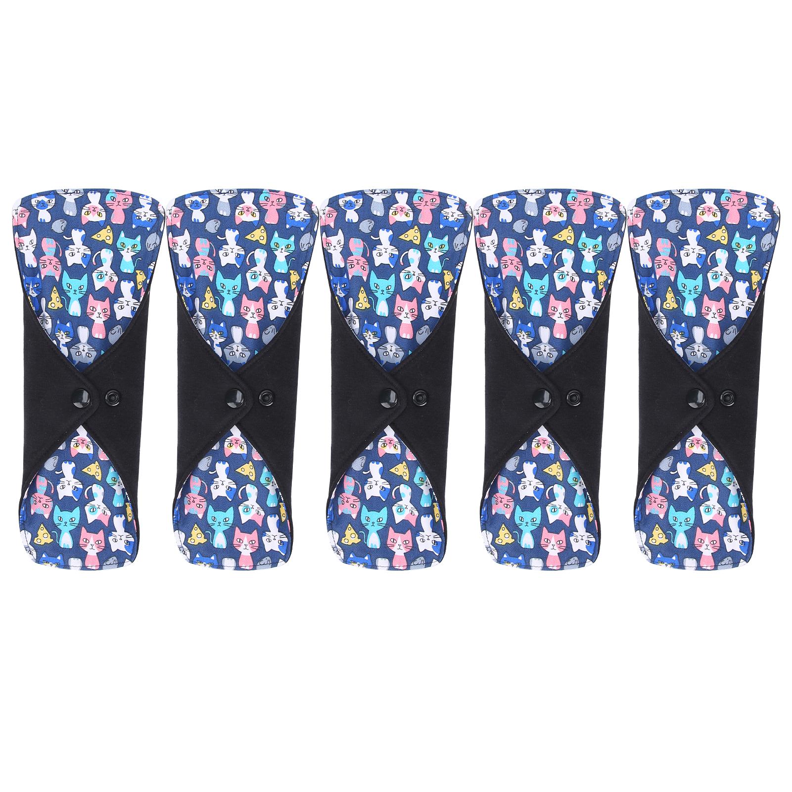 5 шт. Моющиеся хлопковые менструальные прокладки с милым мультяшным рисунком, многоразовые гигиенические прокладкиM