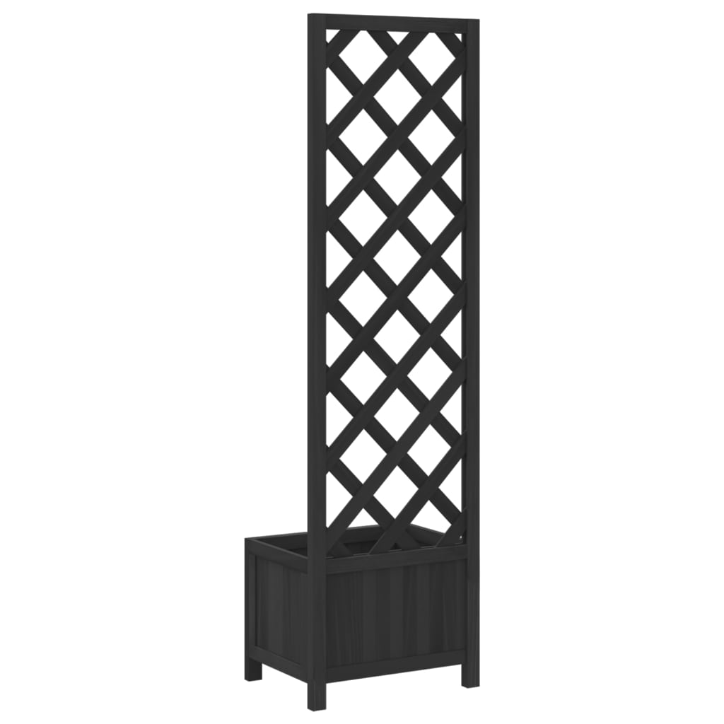 Vidaxl Planter with Trellis, Black, Solid Fir Wood