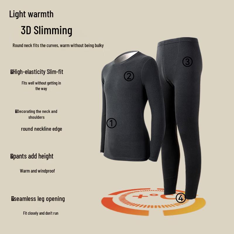 GUJIN Men's Cashmere Silk Blend Thermal Underwear Set