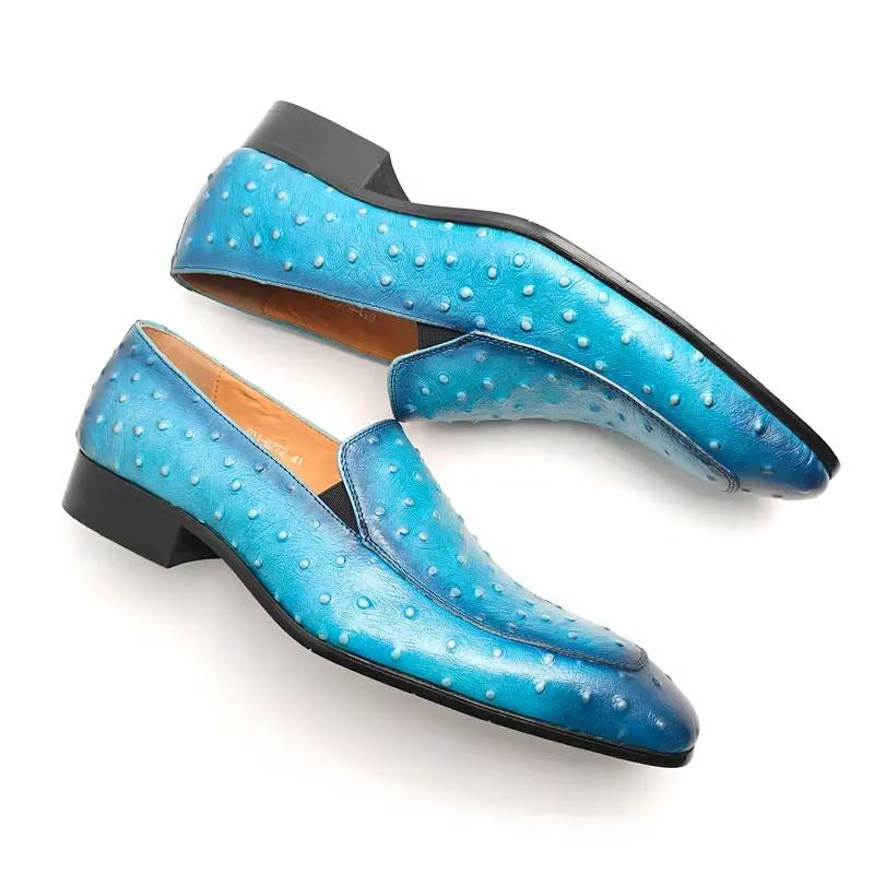 Fashion Fashion Blue Loafer Shoes for Men New Design Slip-on Mens Dress Shoe Premium Leather Daily Wearing Casual Comfortable Party Shoe