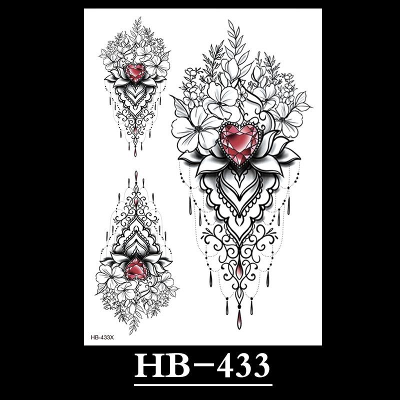 Flower Sketch Tattoo Sticker, Black And White Half Arm Tattoo Sticker, Waterproof And Sweat Proof Tattoo
