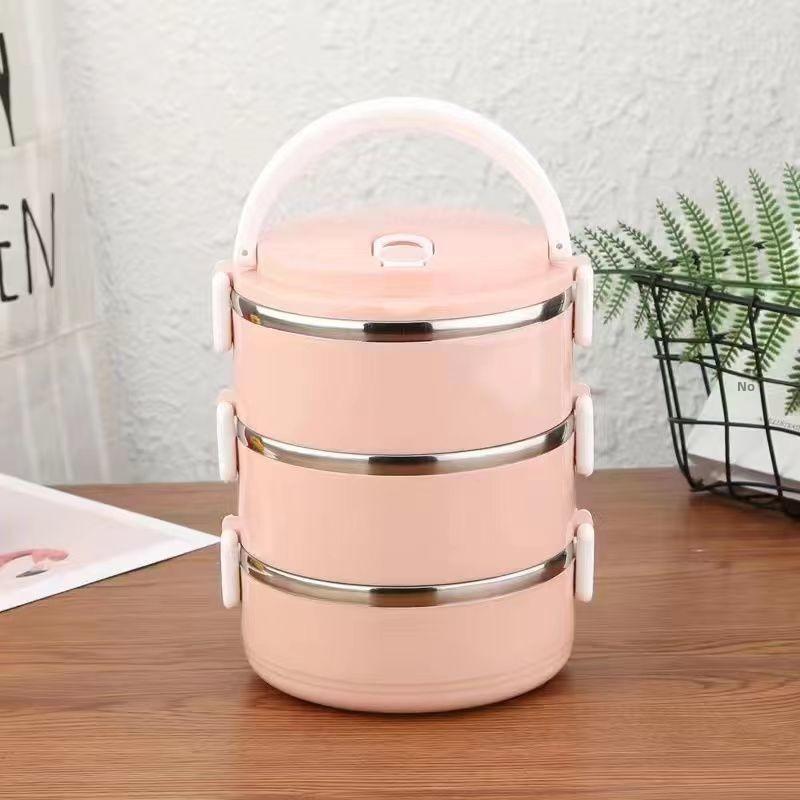 

Ізольований ланч-бокс з нержавіючої сталі, багатошаровий, портативний контейнер для обіду з розділенням їжі для дорослих і студентів 3 layers рожевий