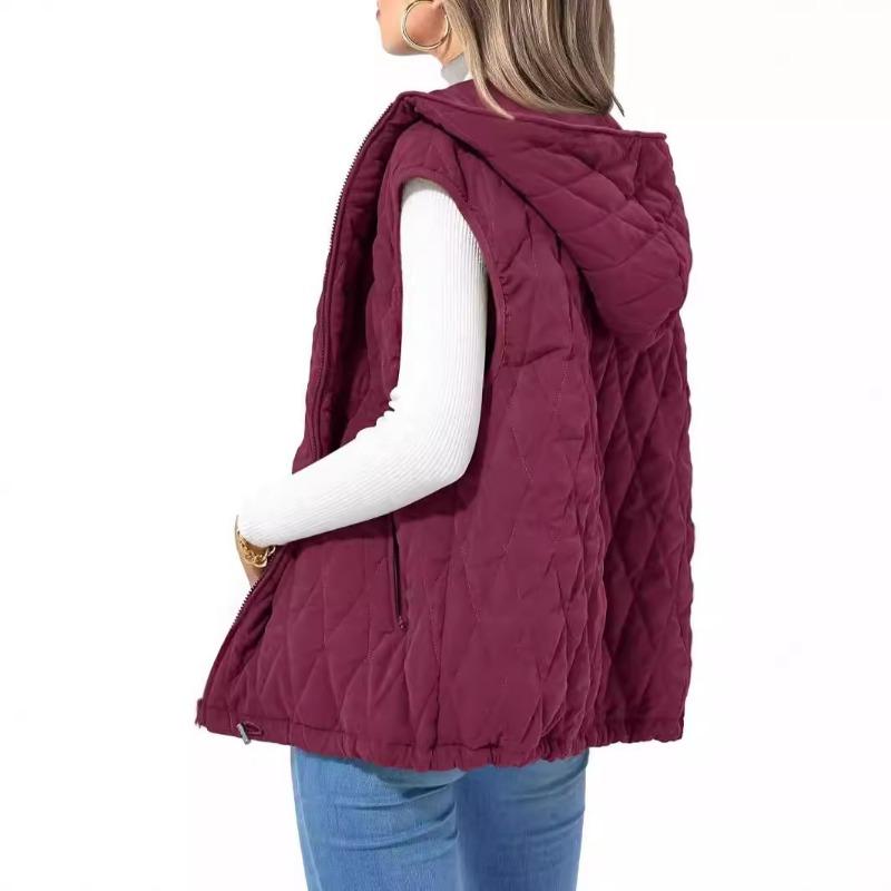 Gilet en coton à capuche, couleur unie, veste sans manches, vêtements amples, chauds et légers en coton, style Harajuku, décontracté, automne et hiver